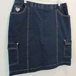 Quacker Factory Dream Jeannes Pull On Cargo Pocket Skort Size Large